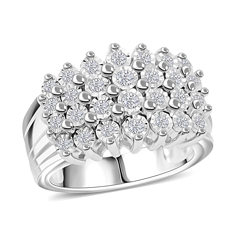 Diamond G SI 0.46 ctw Ring in Rhodium Over Sterling Silver (Size 6.0)