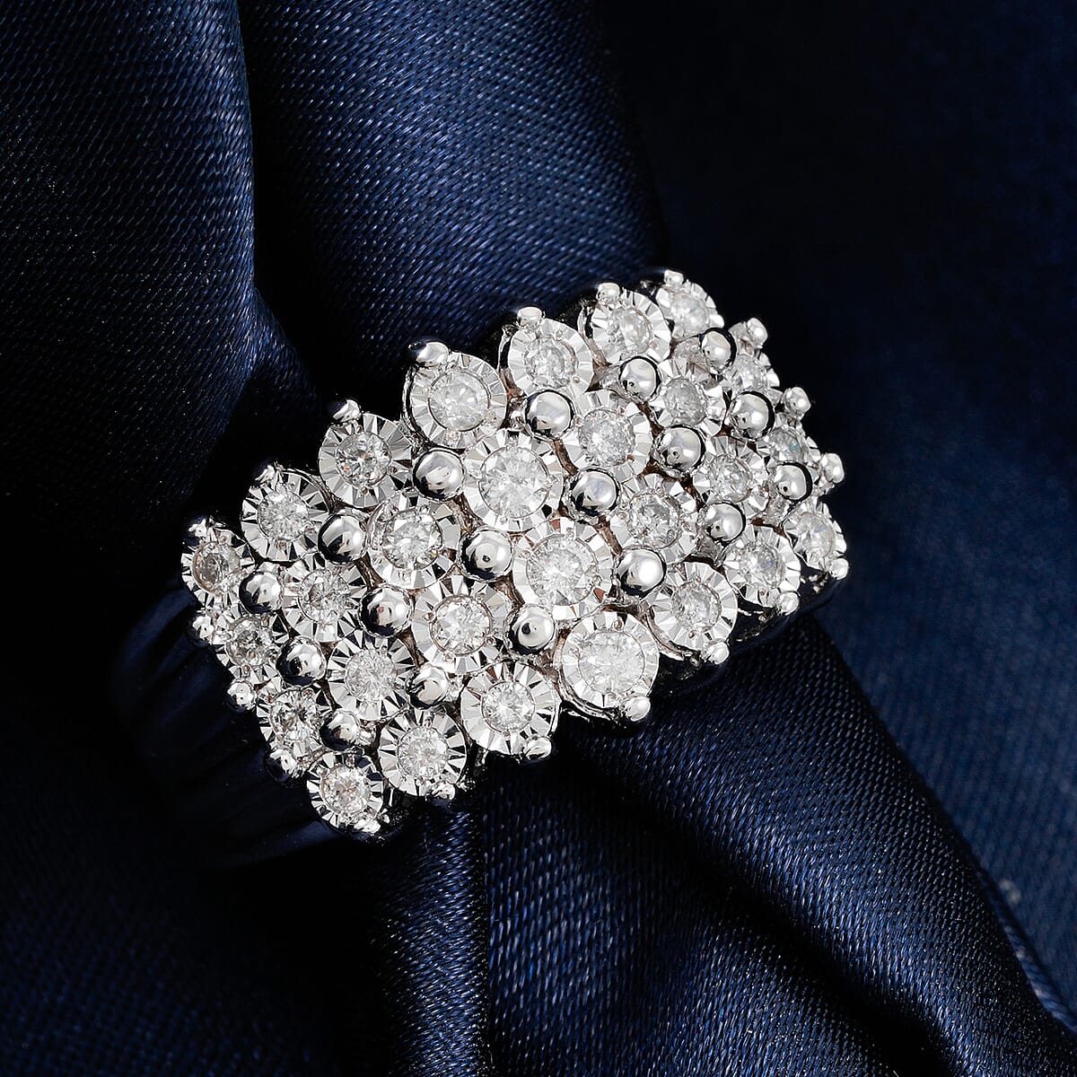 Diamond G SI 0.46 ctw Ring in Rhodium Over Sterling Silver (Size 6.0) image number 1