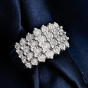 Diamond G SI 0.46 ctw Ring in Rhodium Over Sterling Silver (Size 6.0)