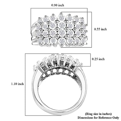Diamond G SI 0.46 ctw Ring in Rhodium Over Sterling Silver (Size 6.0)