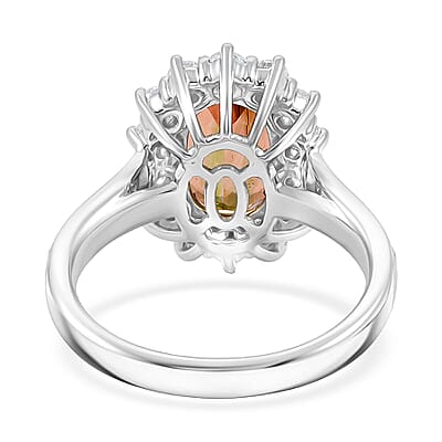 Certified and Appraised AAA Jenipapo Andalusite, Lab Grown Diamond Ring in 10K White Gold 3.50 ctw (Size 5.0)