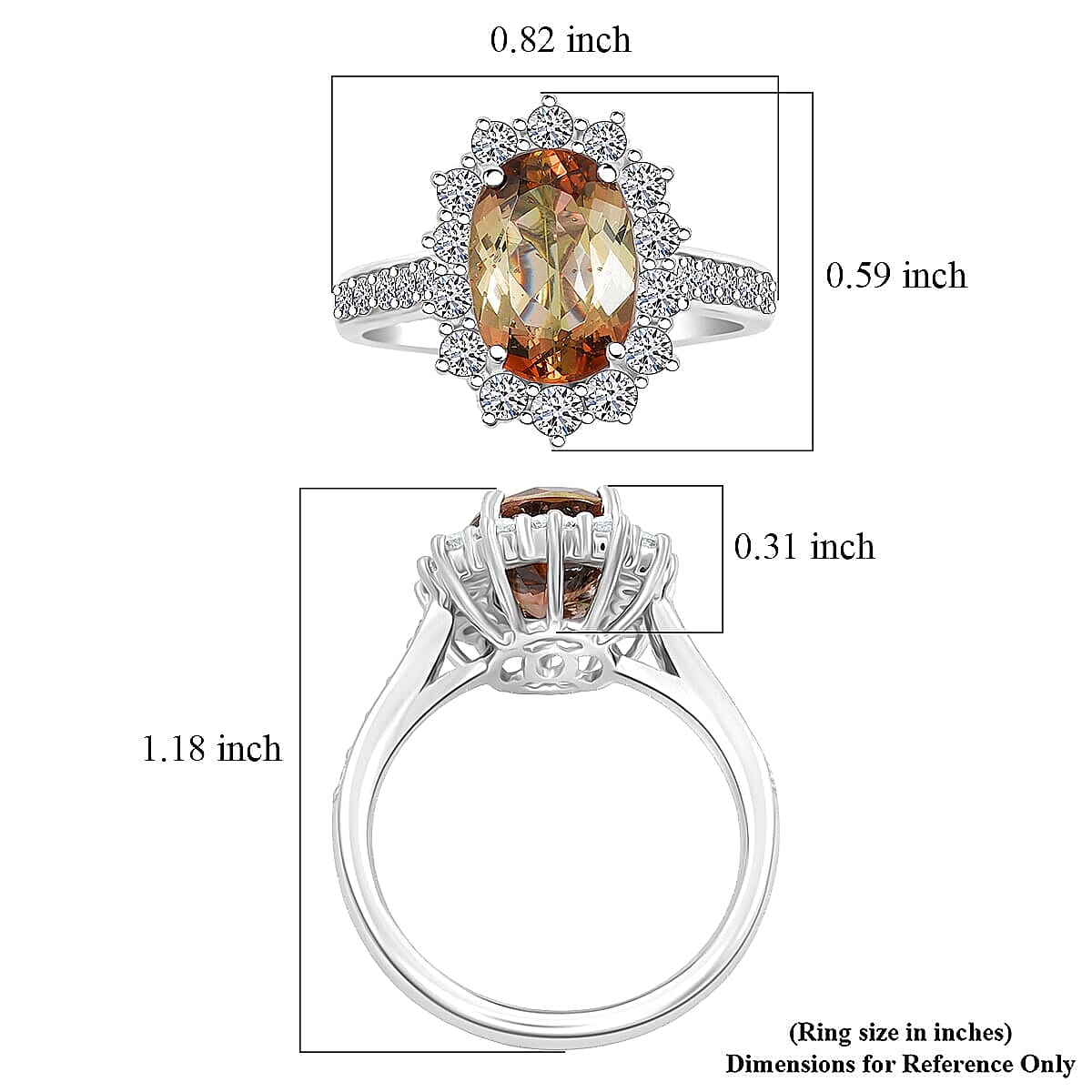 Certified AAA Jenipapo Andalusite, Lab Grown Diamond Ring in 10K White Gold 3.50 ctw (Size 5.0) image number 5
