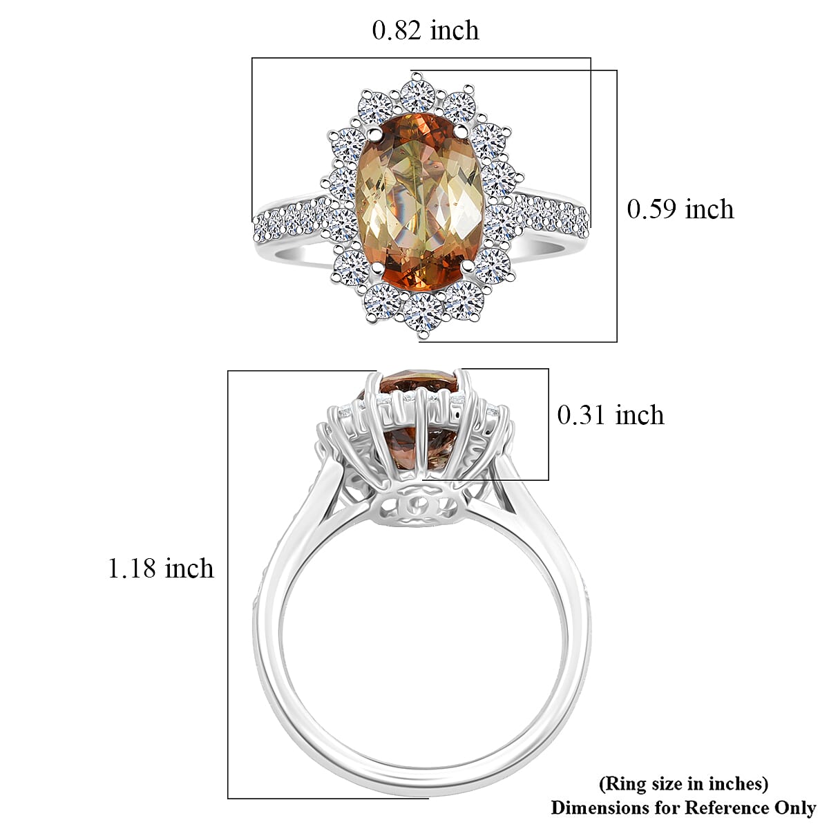 Certified & Appraised 10K White Gold AAA Jenipapo Andalusite, Luxuriant Lab Grown Diamond (VS) Ring (Size 6.0) 3.50 ctw image number 5