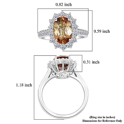 Certified & Appraised AAA Jenipapo Andalusite, Lab Grown Diamond Ring in 10K White Gold 3.50 ctw (Size 6.0)