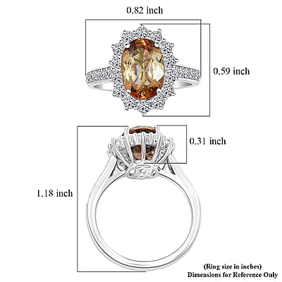 Certified & Appraised AAA Jenipapo Andalusite, Lab Grown Diamond Ring in 10K White Gold 3.50 ctw (Size 7.0)