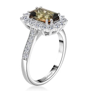 Certified AAAA Jenipapo Andalusite, Lab Grown Diamond Ring in 10K White Gold 3.60 ctw (Size 6.0)