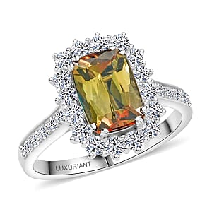 Certified & Appraised AAAA Jenipapo Andalusite and Luxuriant Lab Grown Diamond VS 3.60 ctw Ring in 10K White Gold (Size 7.0)