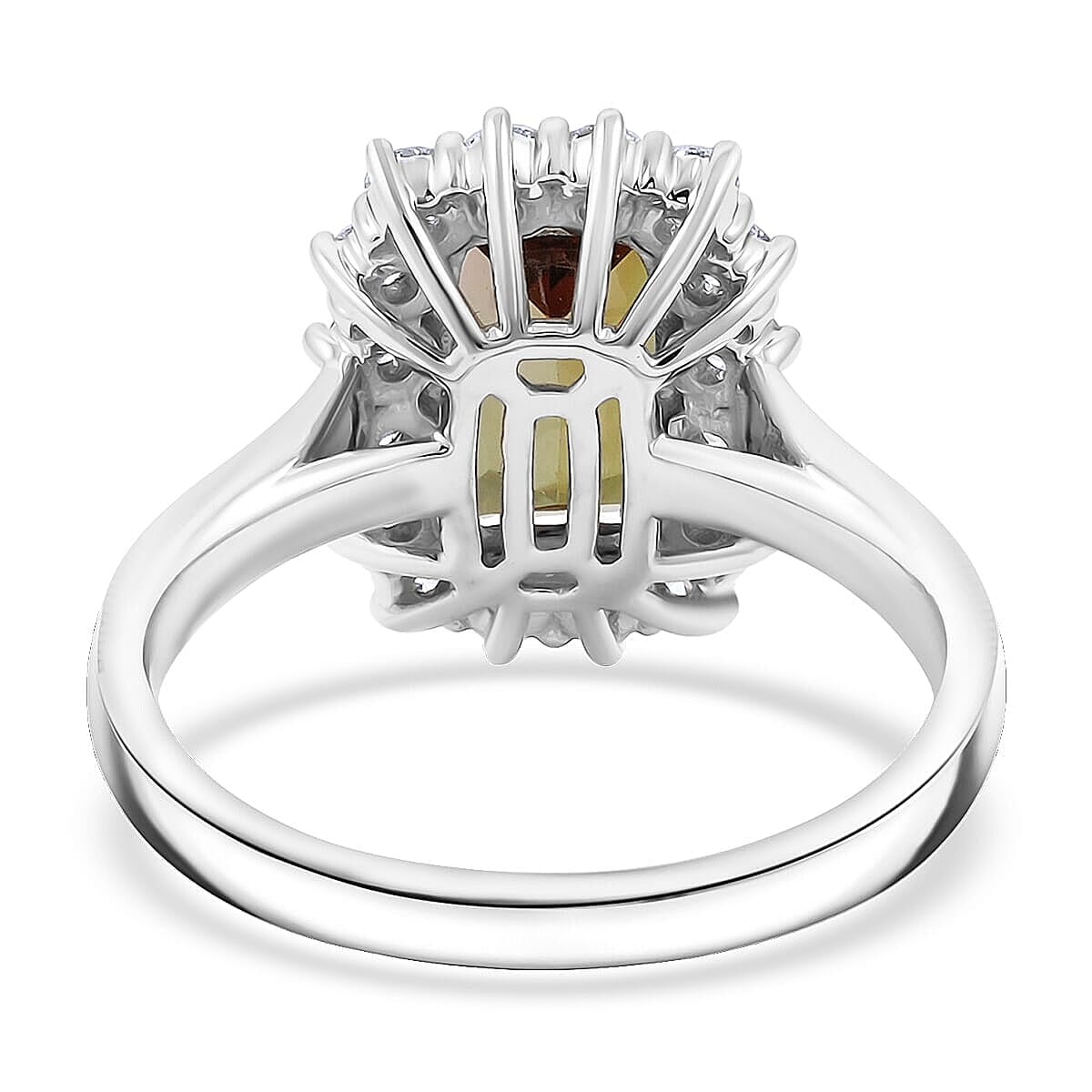 Certified & Appraised AAAA Jenipapo Andalusite and Luxuriant Lab Grown Diamond VS 3.60 ctw Ring in 10K White Gold (Size 7.0) image number 4