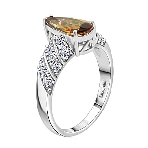 Certified & Appraised AAA Jenipapo Andalusite and Luxuriant Lab Grown Diamond VS 2.60 ctw Ring in 10K White Gold (Size 10.0)