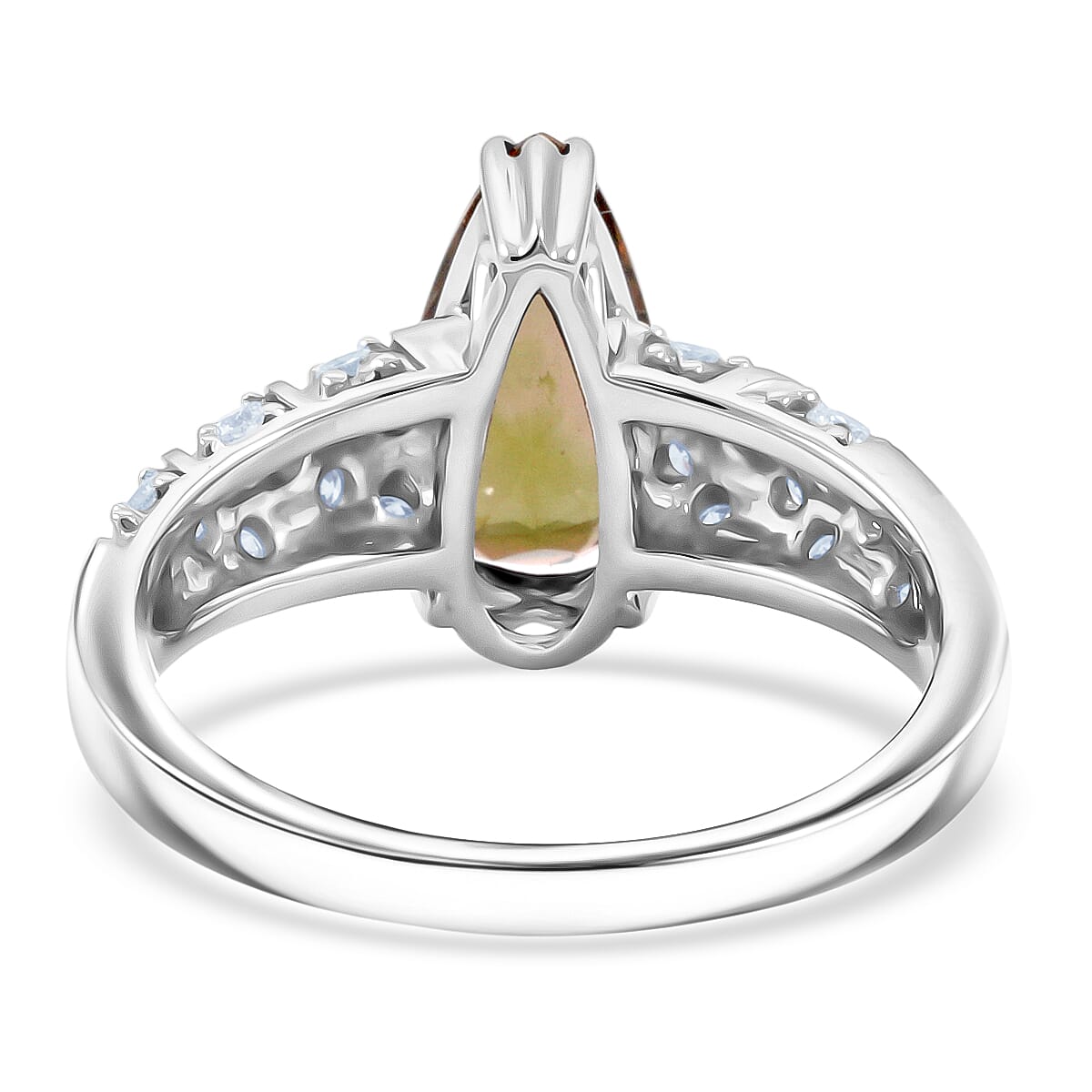 Certified & Appraised AAA Jenipapo Andalusite and Luxuriant Lab Grown Diamond VS 2.60 ctw Ring in 10K White Gold (Size 10.0) image number 4