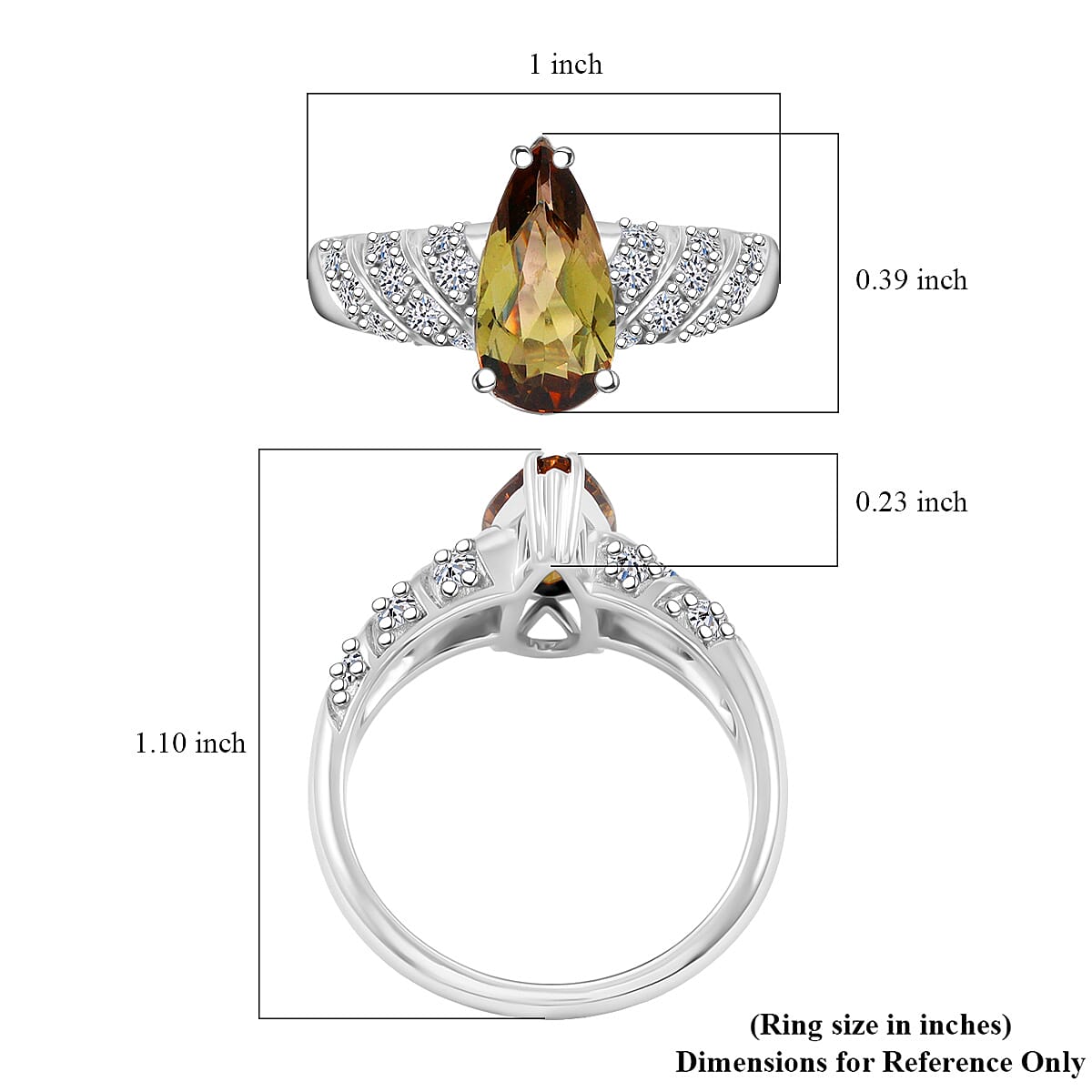 Certified & Appraised AAA Jenipapo Andalusite and Luxuriant Lab Grown Diamond VS 2.60 ctw Ring in 10K White Gold (Size 10.0) image number 5