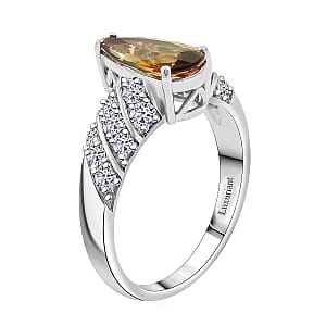 Certified & Appraised AAA Jenipapo Andalusite and Luxuriant Lab Grown Diamond VS 2.60 ctw Ring in 10K White Gold (Size 5.0)