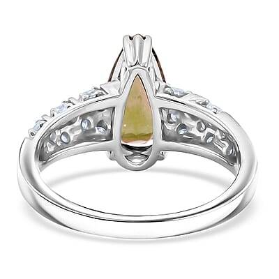 Certified & Appraised AAA Jenipapo Andalusite and Luxuriant Lab Grown Diamond VS 2.60 ctw Ring in 10K White Gold (Size 5.0)