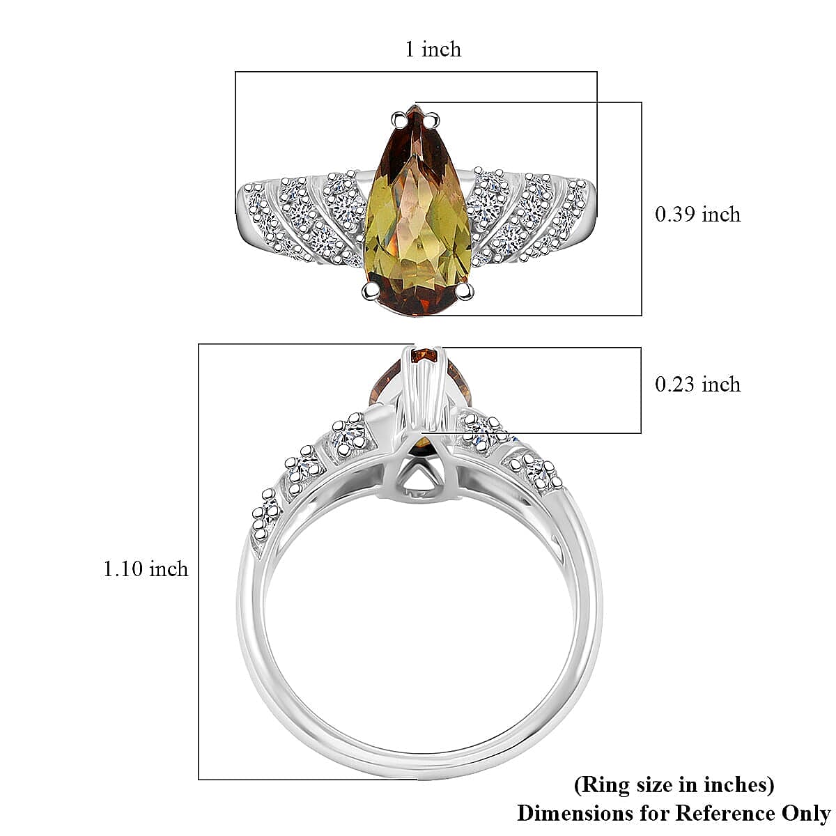 Certified & Appraised AAA Jenipapo Andalusite and Luxuriant Lab Grown Diamond VS 2.60 ctw Ring in 10K White Gold (Size 5.0) image number 5