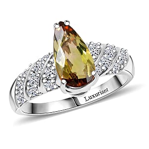 Certified & Appraised AAA Jenipapo Andalusite and Luxuriant Lab Grown Diamond VS 2.60 ctw Ring in 10K White Gold (Size 6.0)