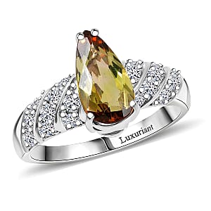 Certified & Appraised AAA Jenipapo Andalusite and Luxuriant Lab Grown Diamond VS 2.60 ctw Ring in 10K White Gold (Size 7.0)