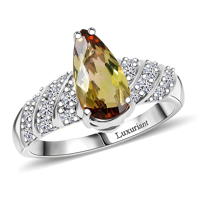 Certified & Appraised AAA Jenipapo Andalusite and Luxuriant Lab Grown Diamond VS 2.60 ctw Ring in 10K White Gold (Size 8.0)