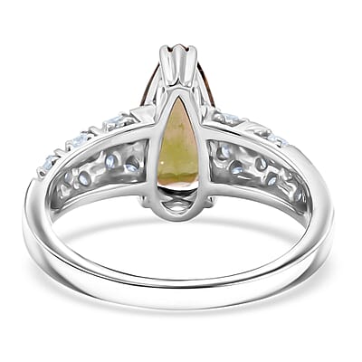 Certified & Appraised AAA Jenipapo Andalusite and Luxuriant Lab Grown Diamond VS 2.60 ctw Ring in 10K White Gold (Size 9.0)