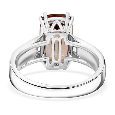 Certified & Appraised 10K White Gold AAAA Jenipapo Andalusite, Luxuriant Lab Grown Diamond (VS) Ring (Size 5.0) 4.05 ctw