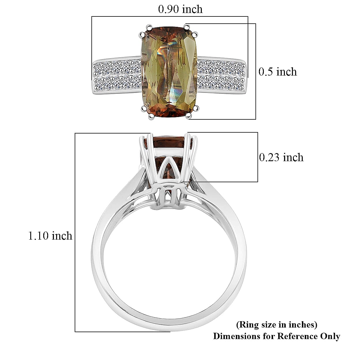 Certified & Appraised 10K White Gold AAAA Jenipapo Andalusite, Luxuriant Lab Grown Diamond (VS) Ring (Size 5.5) 4.05 ctw image number 5