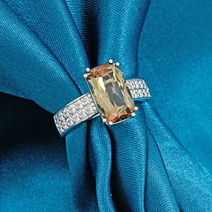 Certified & Appraised AAAA Jenipapo Andalusite and Luxuriant Lab Grown Diamond VS 4.05 ctw Ring in 10K White Gold (Size 7.0) 