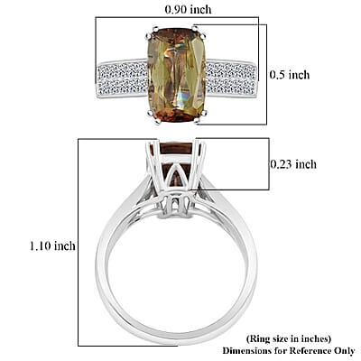 Certified & Appraised AAAA Jenipapo Andalusite and Luxuriant Lab Grown Diamond VS 4.05 ctw Ring in 10K White Gold (Size 7.0)