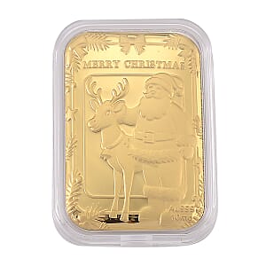 24K Golden Santa & Reindeer Christmas Celebration Emboss Sheet 10mg