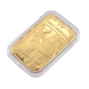 24K Golden Santa & Reindeer Christmas Celebration Emboss Sheet 10mg