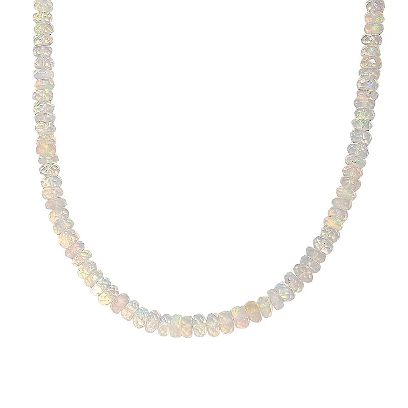 D'Joy AAA Premium Ethiopian Welo Opal 50.00 ctw Beaded Graduated Necklace in 18K Vermeil Yellow Gold Over Sterling Silver 18-20 Inches