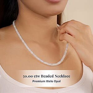 Doorbuster D'Joy Premium Ethiopian Welo Opal 50.00 ctw Beaded Graduated Necklace in 18K Vermeil Yellow Gold Over Sterling Silver 18-20 Inches