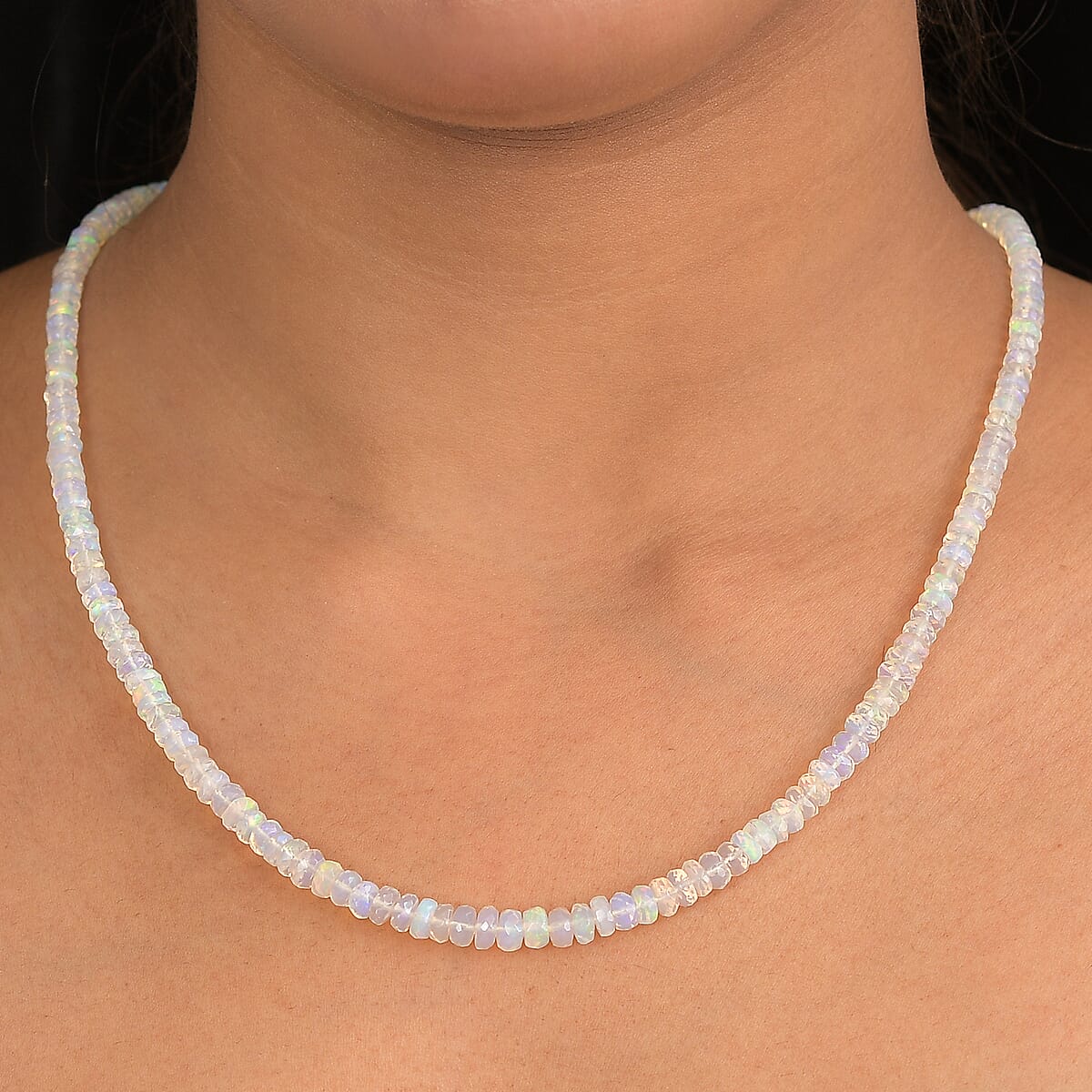 Doorbuster D'Joy Premium Ethiopian Welo Opal 50.00 ctw Beaded Graduated Necklace in 18K Vermeil Yellow Gold Over Sterling Silver 18-20 Inches image number 2