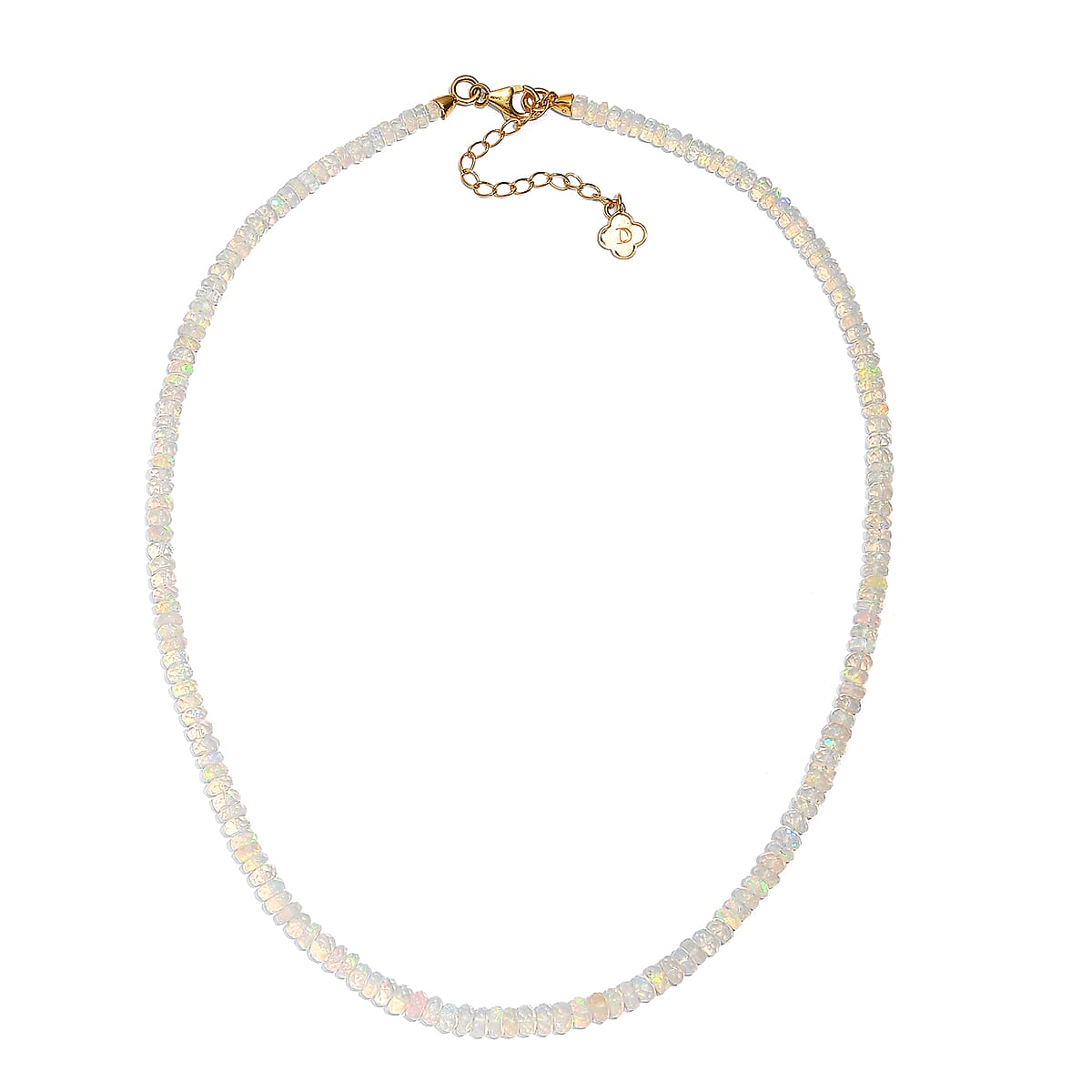Doorbuster D'Joy Premium Ethiopian Welo Opal 50.00 ctw Beaded Graduated Necklace in 18K Vermeil Yellow Gold Over Sterling Silver 18-20 Inches image number 3