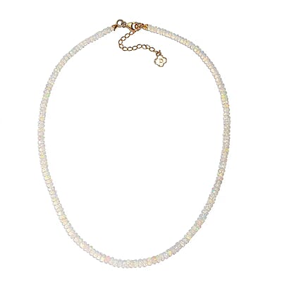 D'Joy AAA Premium Ethiopian Welo Opal 50.00 ctw Beaded Graduated Necklace in 18K Vermeil Yellow Gold Over Sterling Silver 18-20 Inches