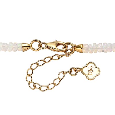 D'Joy AAA Premium Ethiopian Welo Opal 50.00 ctw Beaded Graduated Necklace in 18K Vermeil Yellow Gold Over Sterling Silver 18-20 Inches
