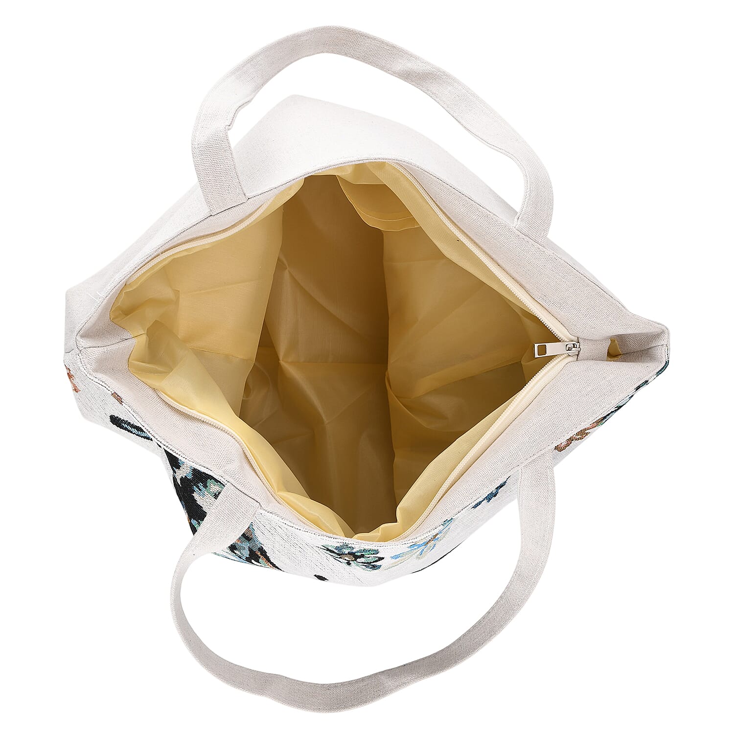 La Marey White Butterfly Design Tote Bag