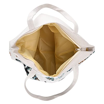 La Marey White Butterfly Design Tote Bag