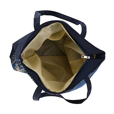 La Marey Blue Elephant Design Tote Bag