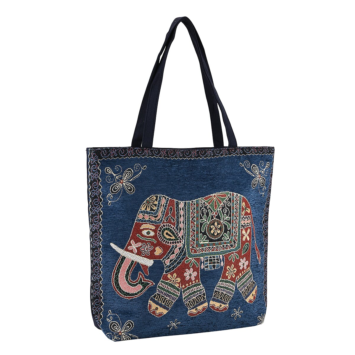 La Marey Blue Elephant Design Tote Bag image number 7