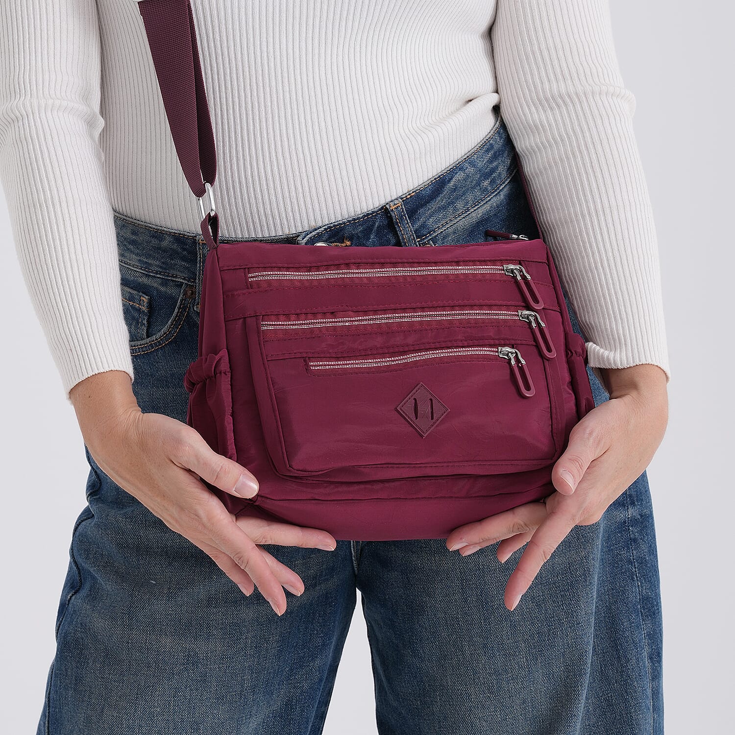 La Marey Dark Purple Nylon Crossbody Bag