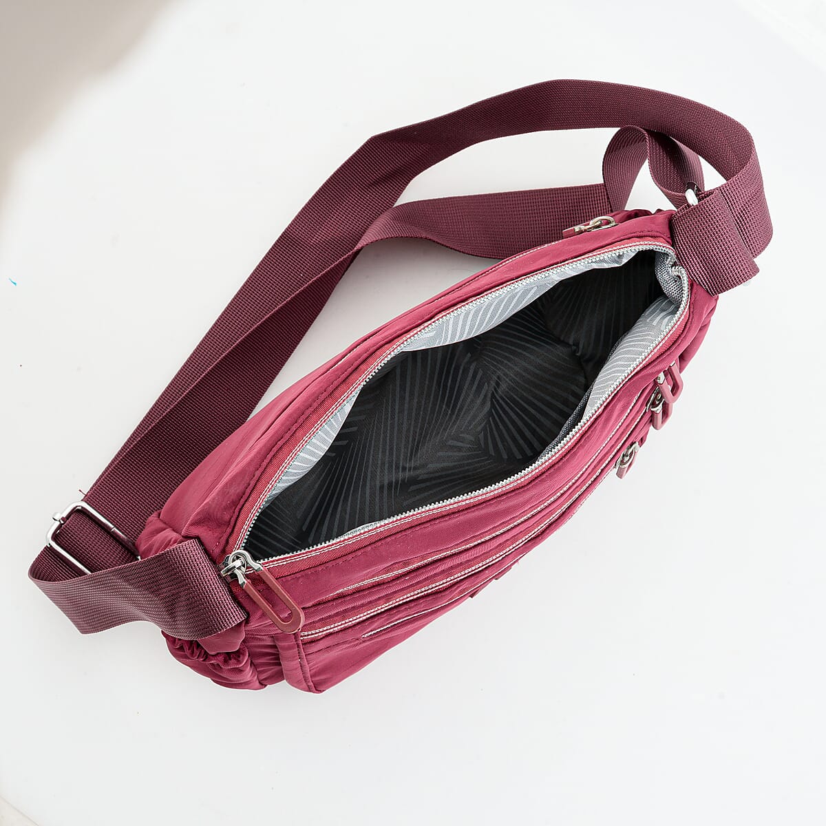 La Marey Dark Purple Nylon Crossbody Bag image number 3