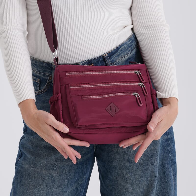 La Marey Dark Purple Nylon Crossbody Bag
