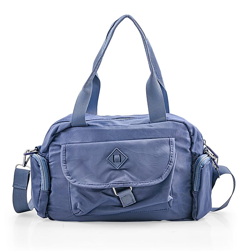La Marey Blue Nylon Crossbody Bag with Shoulder Strap