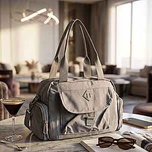 La Marey Gray Nylon Crossbody Bag with Shoulder Strap