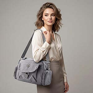 La Marey Gray Nylon Crossbody Bag with Shoulder Strap