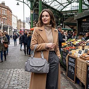 La Marey Gray Nylon Crossbody Bag with Shoulder Strap