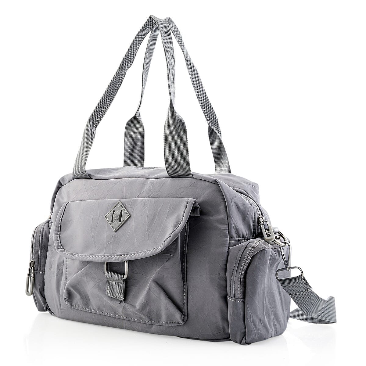 La Marey Gray Nylon Crossbody Bag with Shoulder Strap image number 4