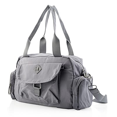 La Marey Gray Nylon Crossbody Bag with Shoulder Strap