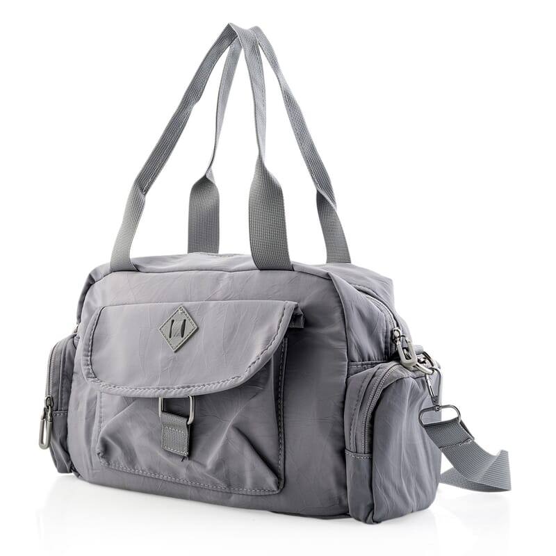 La Marey Gray Nylon Crossbody Bag with Shoulder Strap
