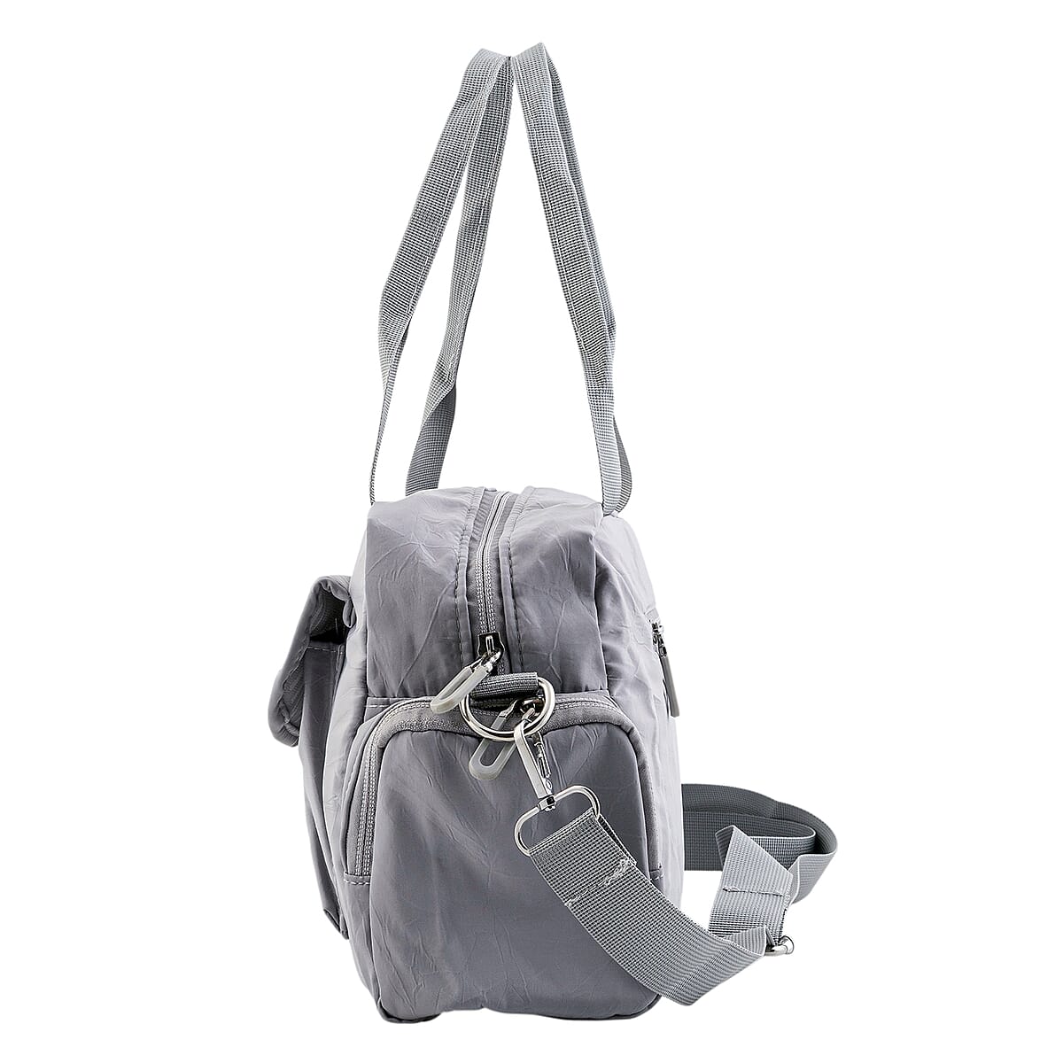 La Marey Gray Nylon Crossbody Bag with Shoulder Strap image number 5