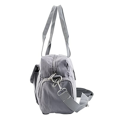 La Marey Gray Nylon Crossbody Bag with Shoulder Strap